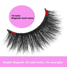 1 pair Magnetic 3d mink eyelashes glueless 18 styles