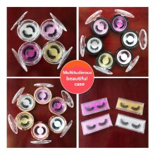 1 pairs 100% 3D mink Lashes colorful crystal round box