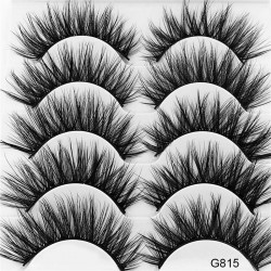 5 Pairs 5D Mink Hair Thick Curled False Eyelashes b5410